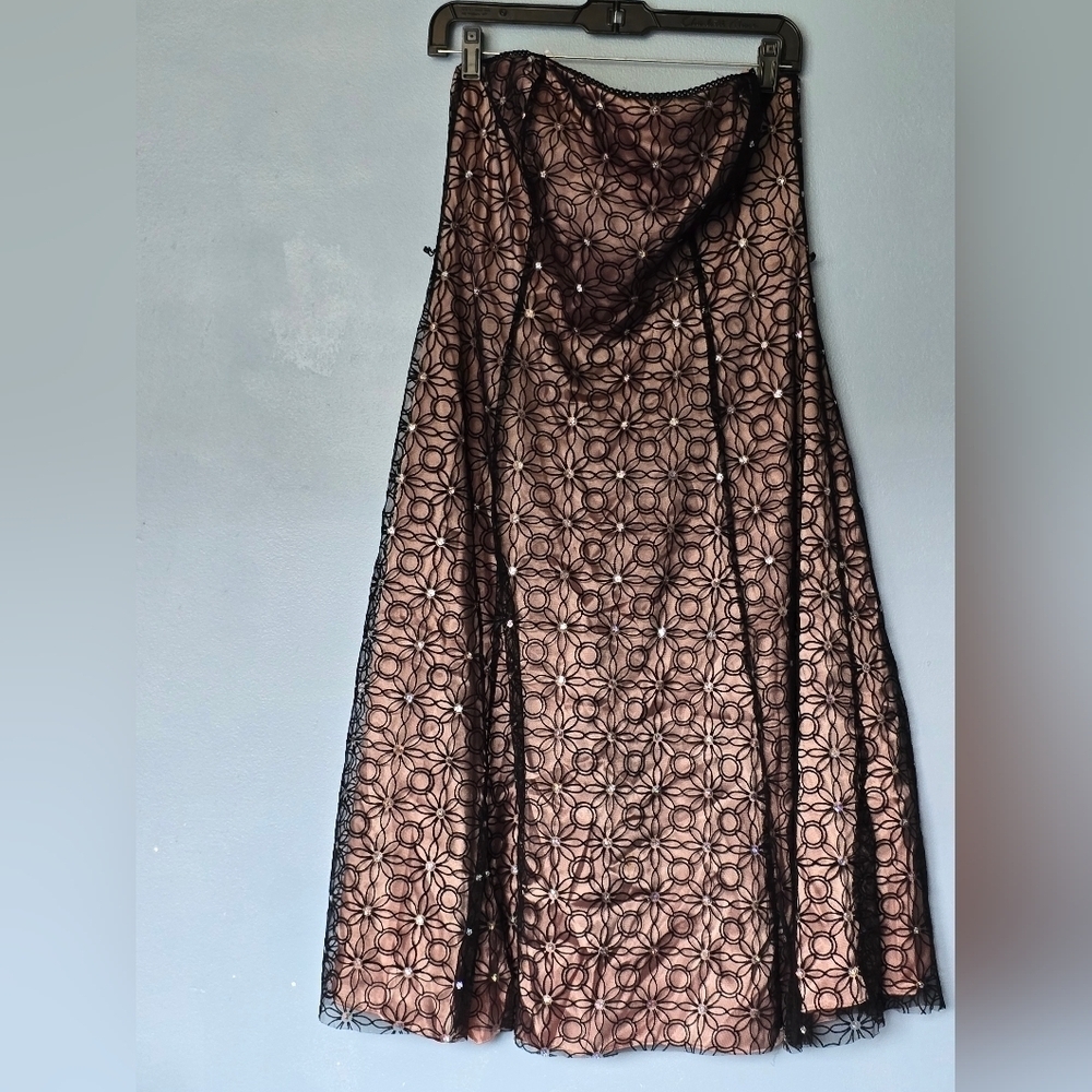Adrianna Papell Botique Mesh Sequins Cocktail Black Strapless Dress 14 - Picture 3 of 16